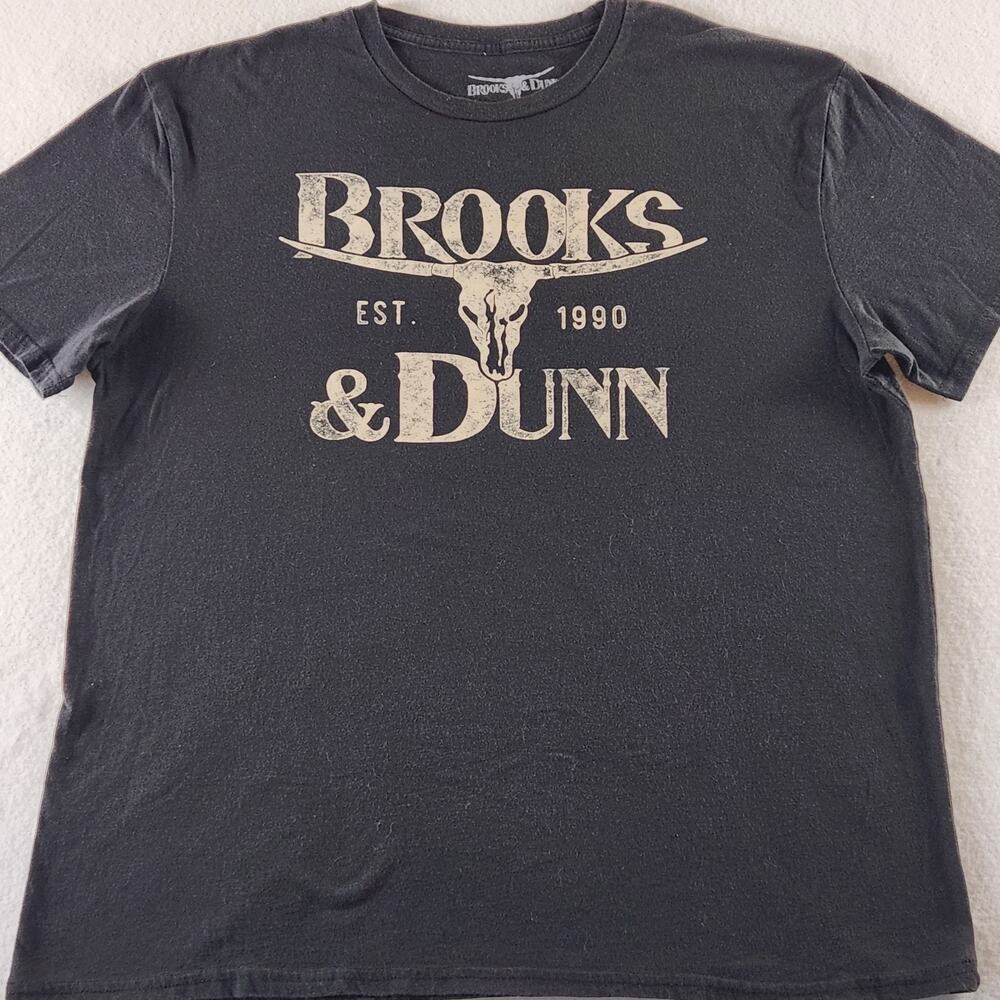 Brooks and Dunn Longhorn Skull Logo Black Concert T-Shirt XL